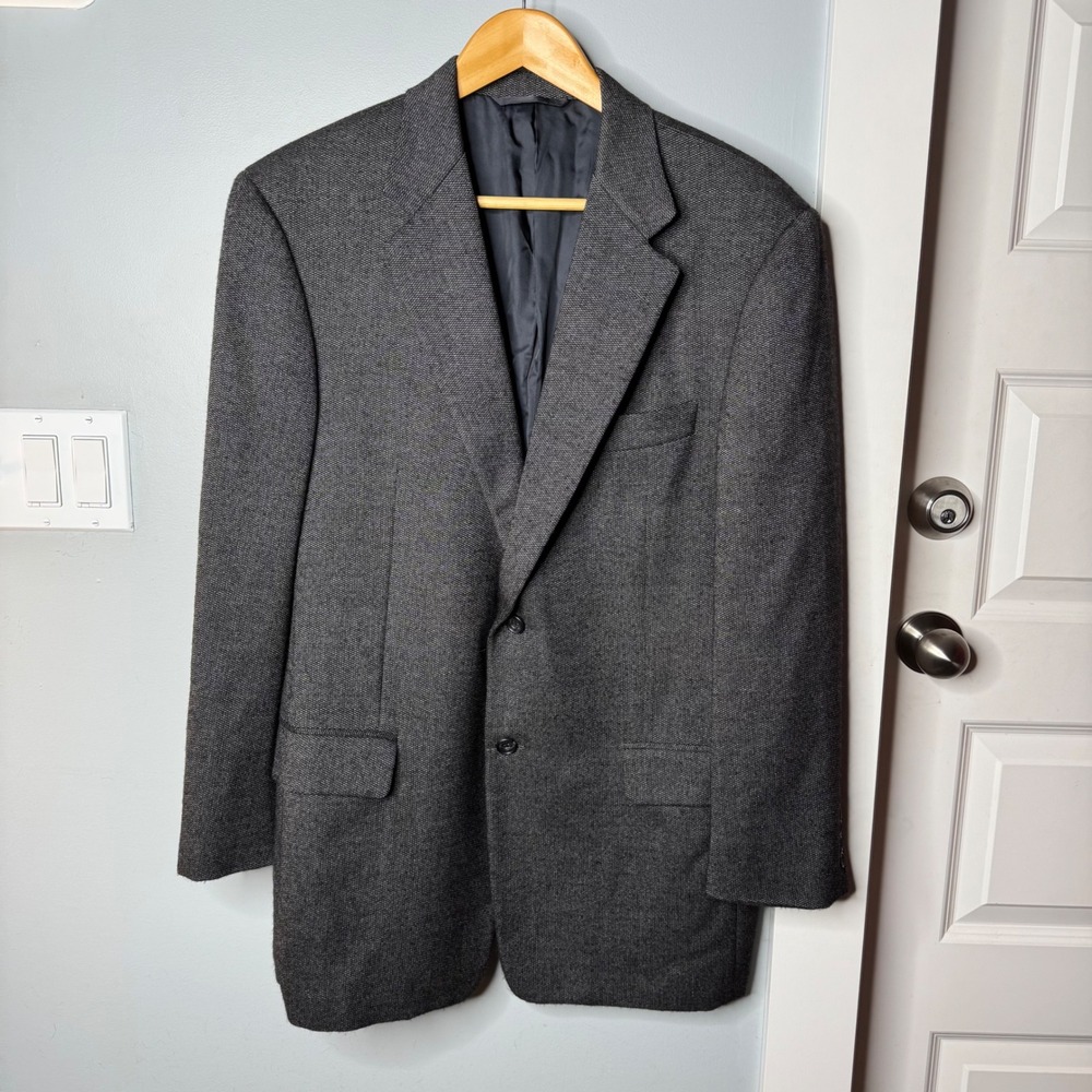 Hickey Freeman Bespoke Suit Jacket Blazer 41R Charcoal Wool Men's